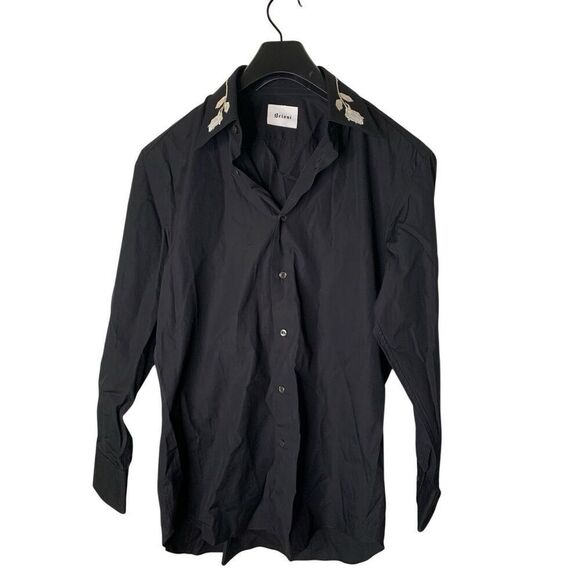 Brioni button down shirt floral flower rose black men's size small - Picture 1 of 5